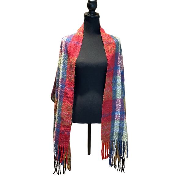 Large Soft, Warm Fringed Acrylic Scarf, Multicolor, EUC - Picture 2 of 4